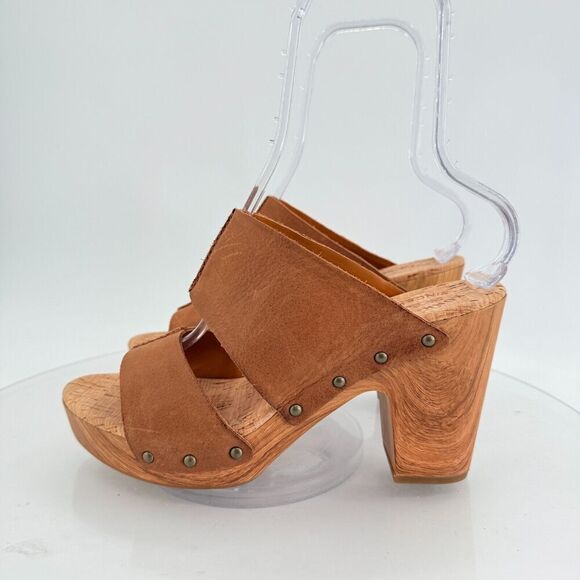 Kork-Ease Womens Darra Sandals Platform Block Heel Brown Slide Slip On Wooden 11 - Picture 4 of 14
